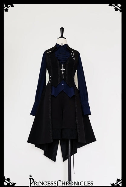 Princess Chronicles - Black and Blue - Male Lolita Ouji Swallowtail Vest