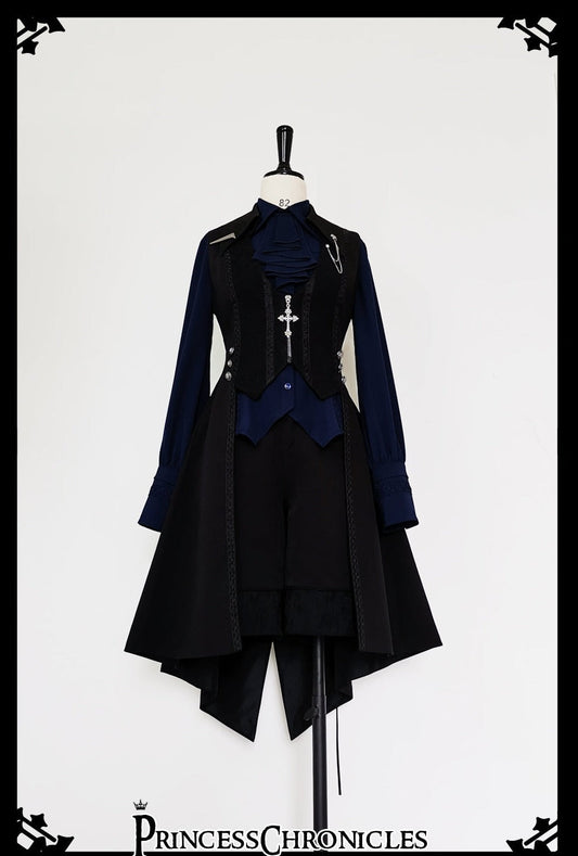Princess Chronicles - Black and Blue - Male Lolita Ouji Swallowtail Vest