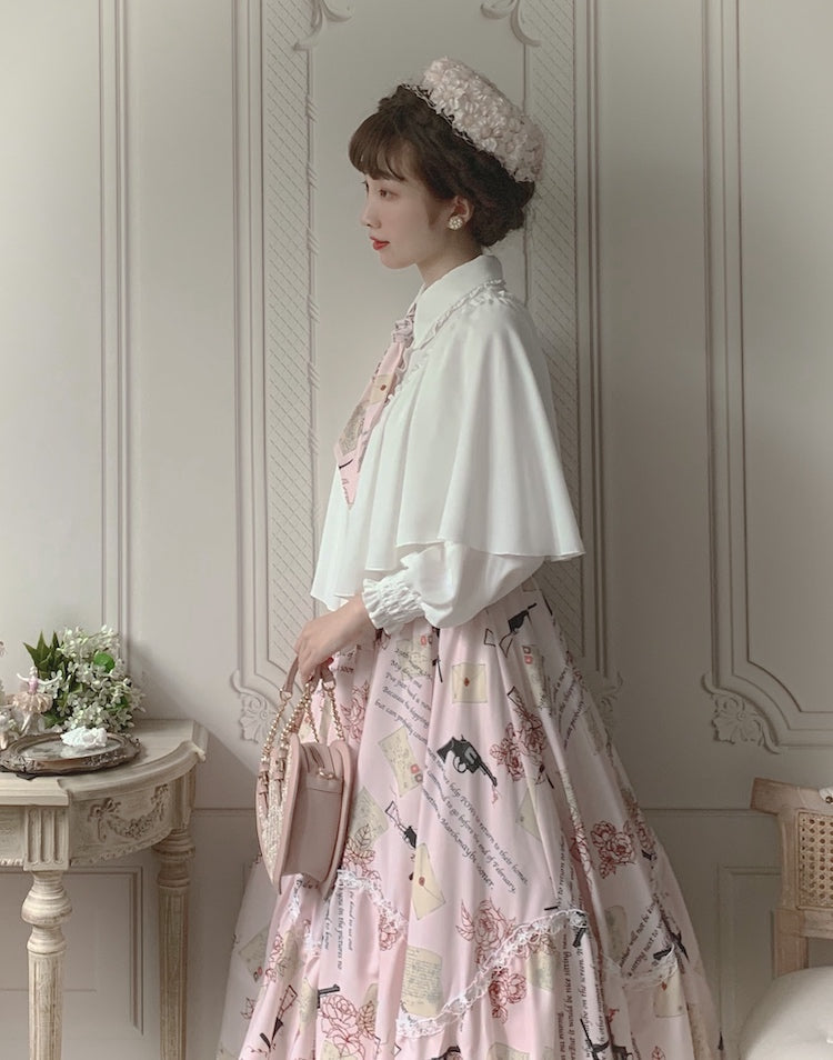 VTGDOLL - World War II love letter - Elegant Lolita Shirt and Lolita Painted SK