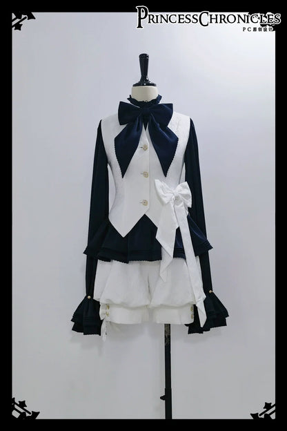 Princess Chronicles - Rabbit Hunter - Ouji Lolita Shirt Sapphire Blue Long Sleeve Blouse