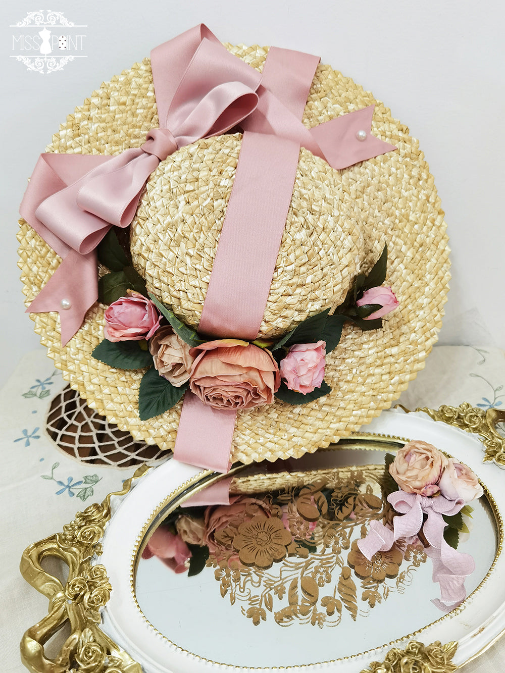 Miss Point - Lilyka Garden - Classic Lolita Headdress and Necklace Brooch Bow Trailing