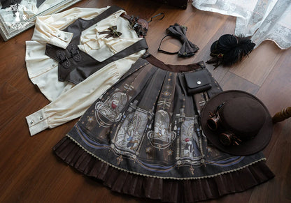 Miss Point - Demon Hunting Notes - Gothic Lolita Cross Print Short Skirt