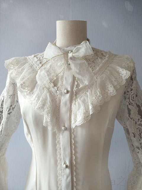 Sweet Angel - Time of the Day - Elegant Lolita Hime Sleeve White Blouse