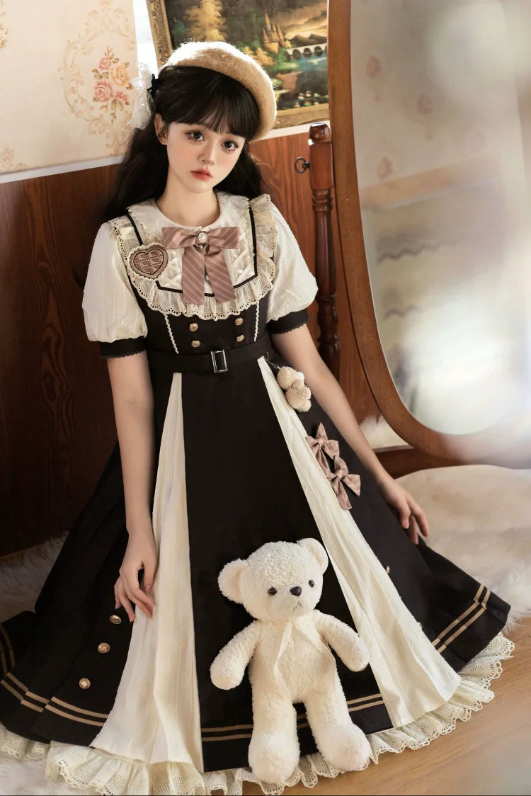 Letters from Unknown Star - Chocolate Workshop - Elegant Lolita OP Daily Short Sleeve Dress