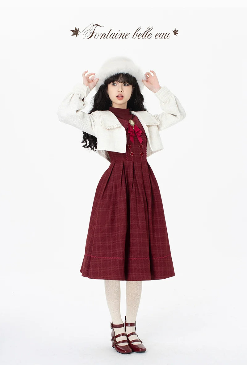 ZeeYe - Maple Dan Bai Lu - Classic Lolita Plaid Dress Long Sleeved OP