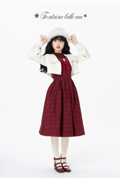 ZeeYe - Maple Dan Bai Lu - Classic Lolita Plaid Dress Long Sleeved OP