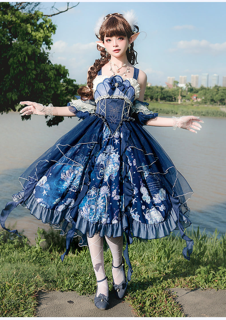 YingLuoFu - Original Elegant Lolita Blue Lolita JSK