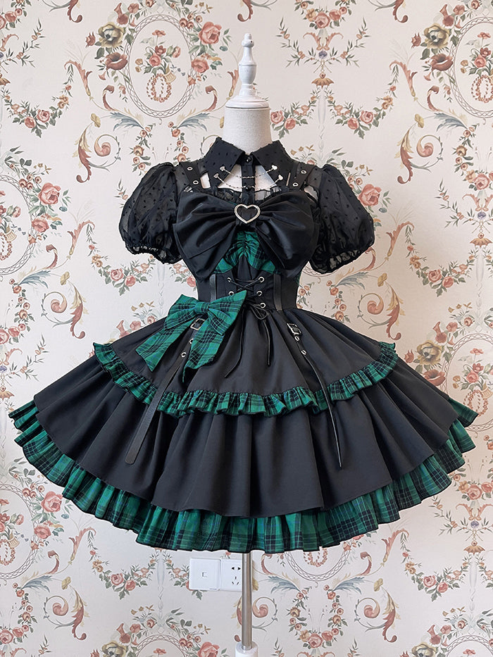 Alice Girl - Gothic Lolita Blouse Short Sleeve Black Shirt