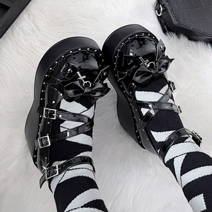 Bondora - Devil Cross - Punk Lolita Shoes Cross High Platforms Shoes
