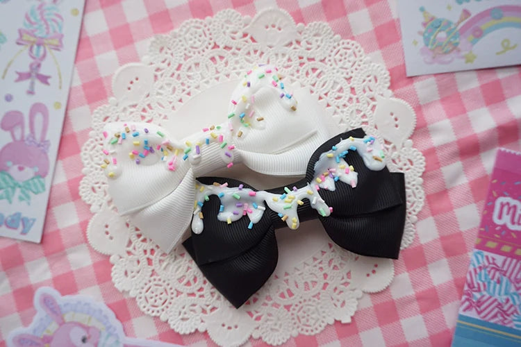 Cat Tea Party - Handmade Sweet Lolita Bow Hair Clip Cute Imitation Cream Cake