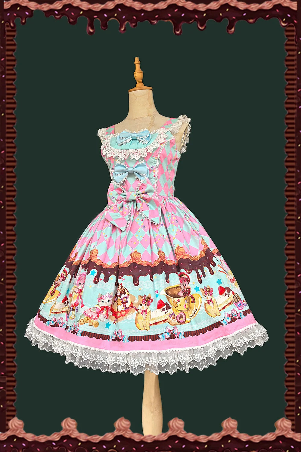 Infanta - Cream Meow - Sweet Lolita JSK, Cat Print