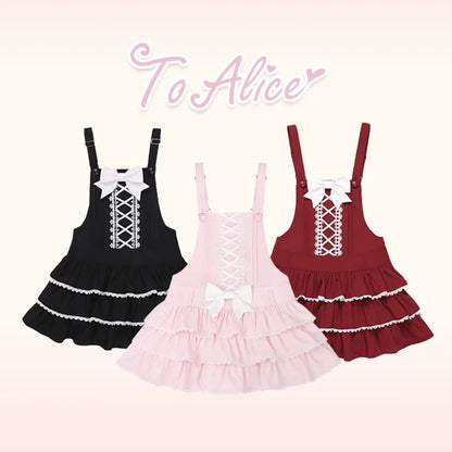 To Alice - Old School Lolita Salopette Suit Tiered Dress