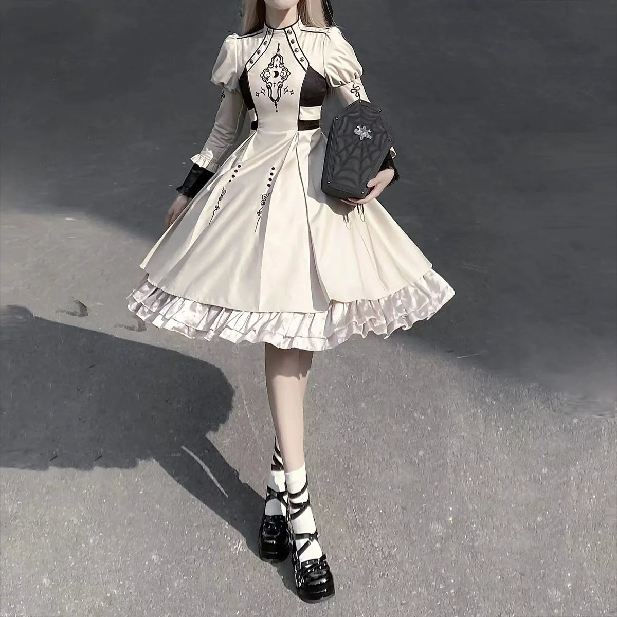 Letters from Unknown Star - Full Moon Charm - Gothic Lolita OP Dress Dark Themed Dress Short Style