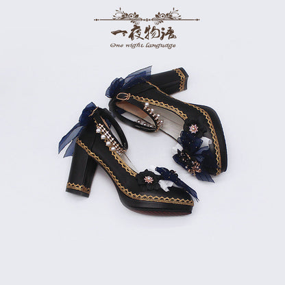 One Night - Bright PU Wedding Lolita Thick High Heels