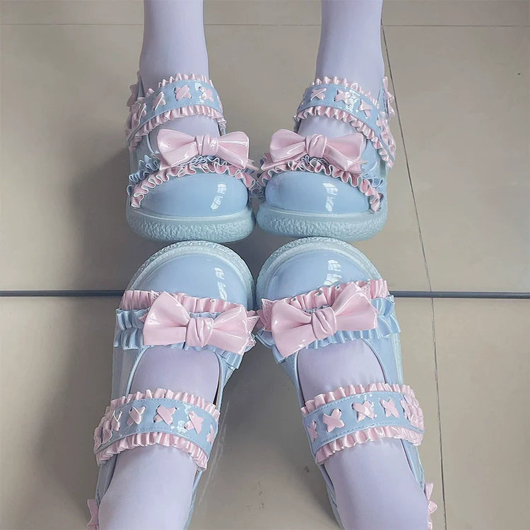 Fairy Godmother - Cute Lolita Shoes Bow Candy-Colored Lolita Flat Shoes