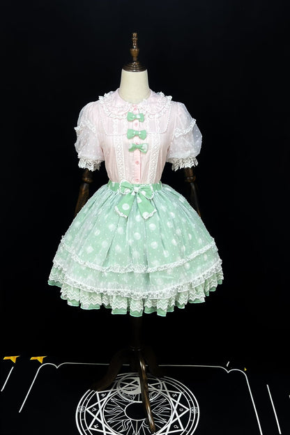 DMFS Lolita - Lollipop - Sweet Lolita Shirt with Double-Layered Puff Sleeves