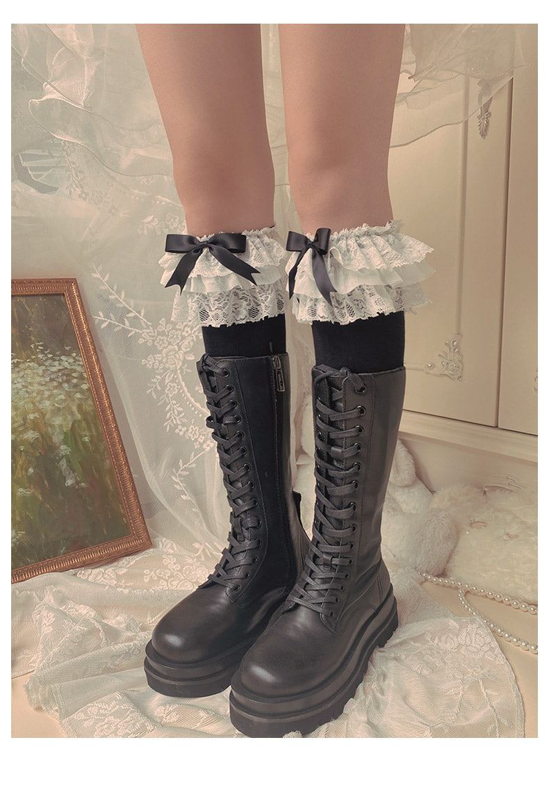 WAGUIR - Lolita Bow Cotton Socks Lace Socks
