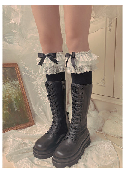 WAGUIR - Lolita Bow Cotton Socks Lace Socks