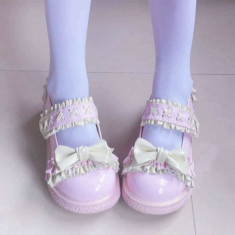 Fairy Godmother - Cute Lolita Shoes Bow Candy-Colored Lolita Flat Shoes