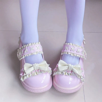 Fairy Godmother - Cute Lolita Shoes Bow Candy-Colored Lolita Flat Shoes