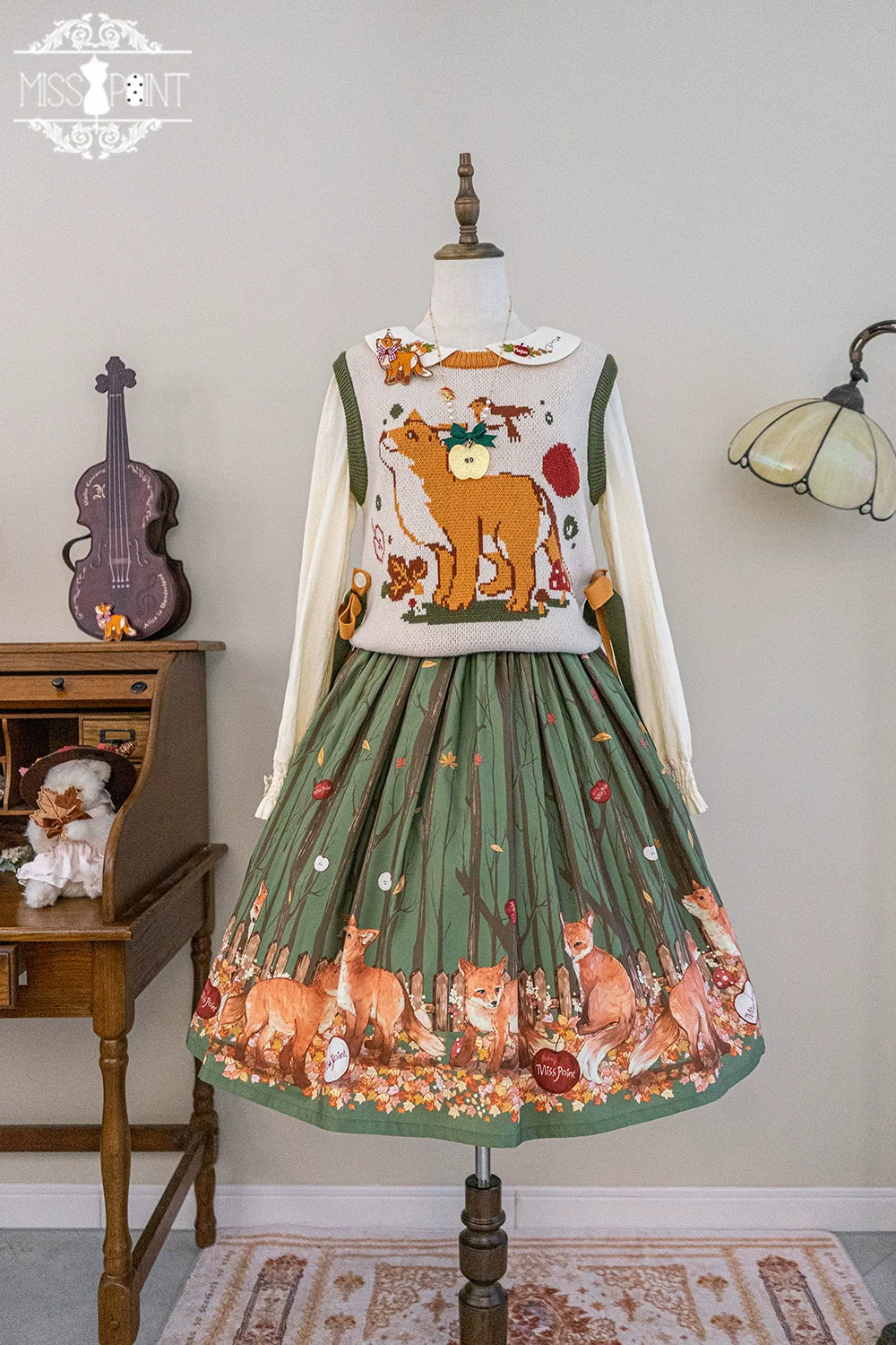 Miss Point - Chubby Fox in the Forest - Kawaii Lolita Vest Customized Lolita Sweater