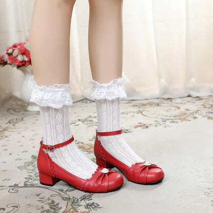 Sosic - Shell Dew - Sweet Lolita Bow Round Toe Shoes
