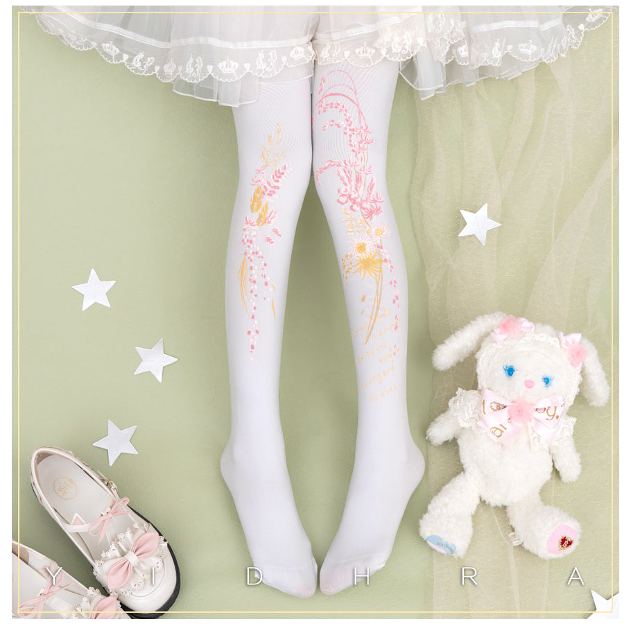 Yidhra - Vintage Flower Printed Panty-hose Spring Summer