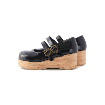 MODO - Retro Lolita Round Toe Wood Bottom Shoes