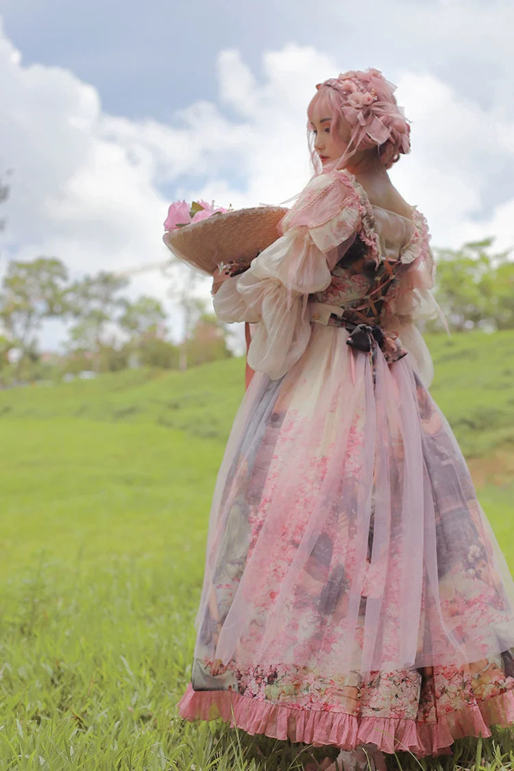 Balladeer - Classic Lolita Shirt Puff Sleeves Open Shoulder Blouse