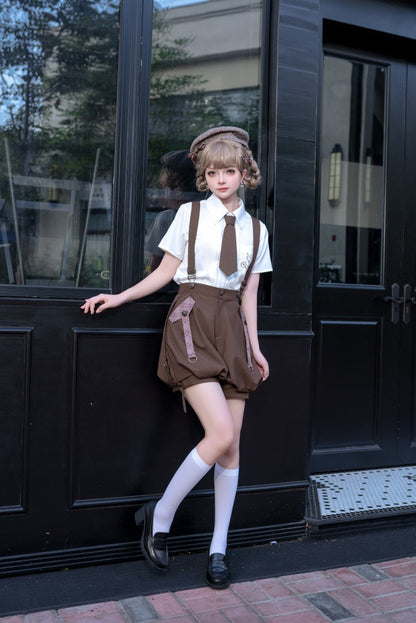Letters from Unknown Star - Ouji Lolita Brown Short Set