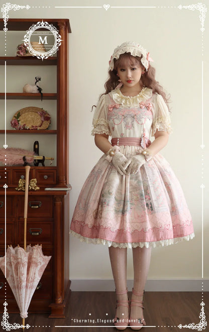 Moon River - Swan Lake Mirror - Pink Sweet Lolita Print JSK Dress