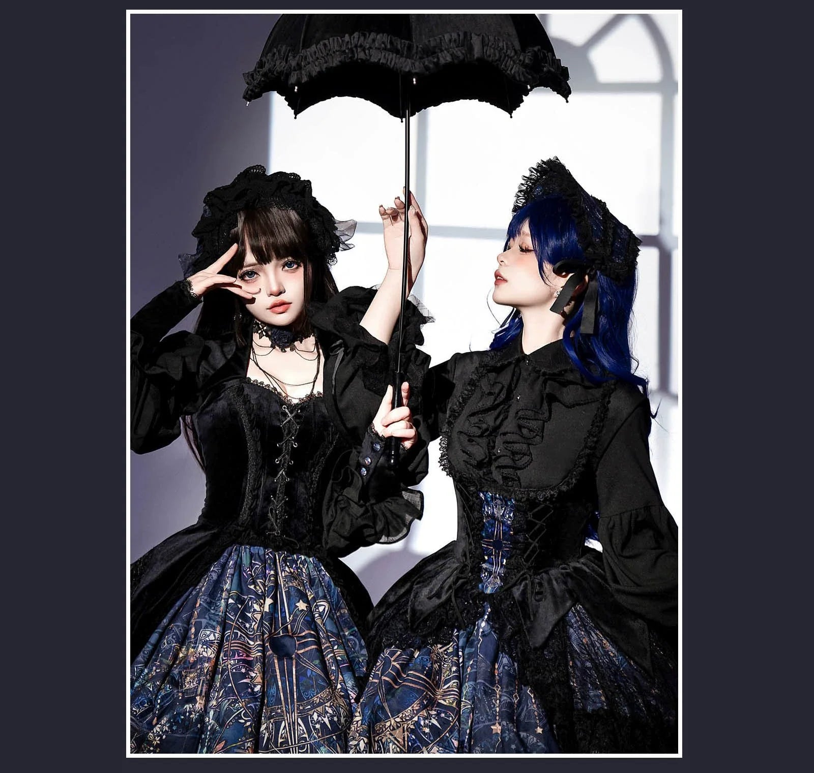 SUSIN - Night Traveler - Classic and Elegant Gothic Dress with Colorful Window Prints