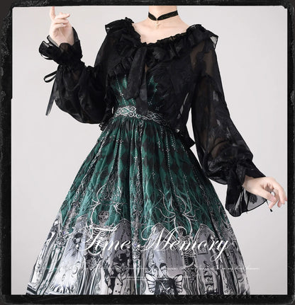 Time Memory - Xianbei - Sweet Lolita Chiffon Lantern Sleeve Cardigan with Bow