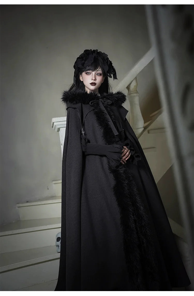 With PUJI - Letter and Poetry ﾂｷ Raven's Night Song - Gothic Lolita Black Cloak