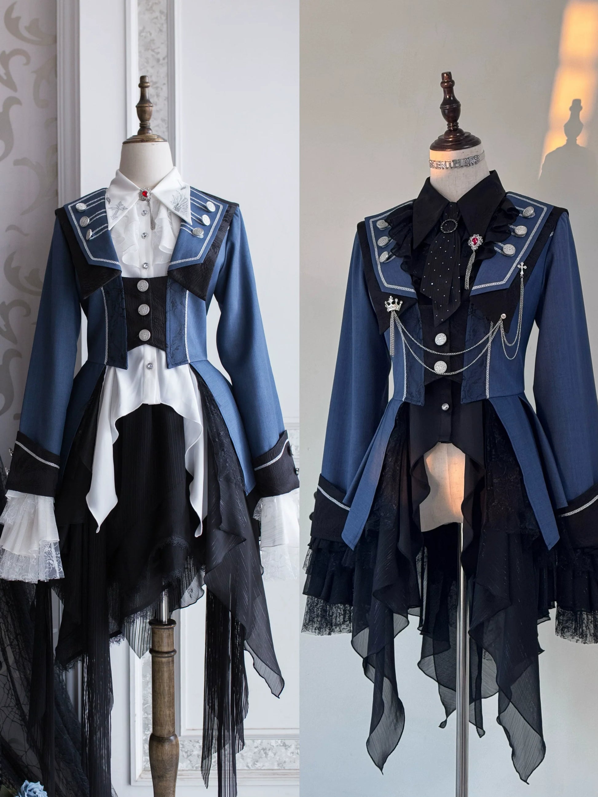 Silent Mars - Raven Crown - Gothic Lolita Suit Shirt Military Coat Skirt and Pants