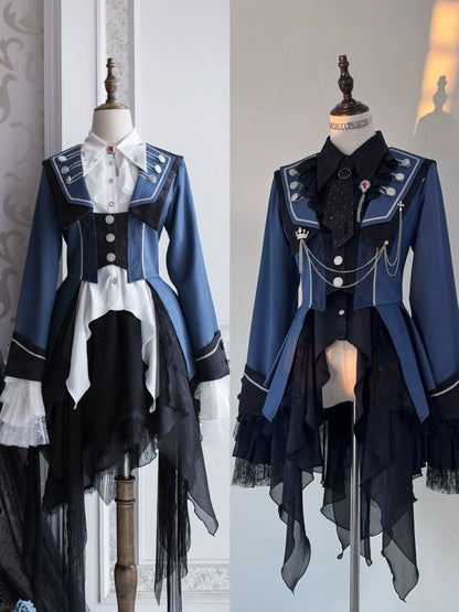 Silent Mars - Raven Crown - Gothic Lolita Suit Shirt Military Coat Skirt and Pants