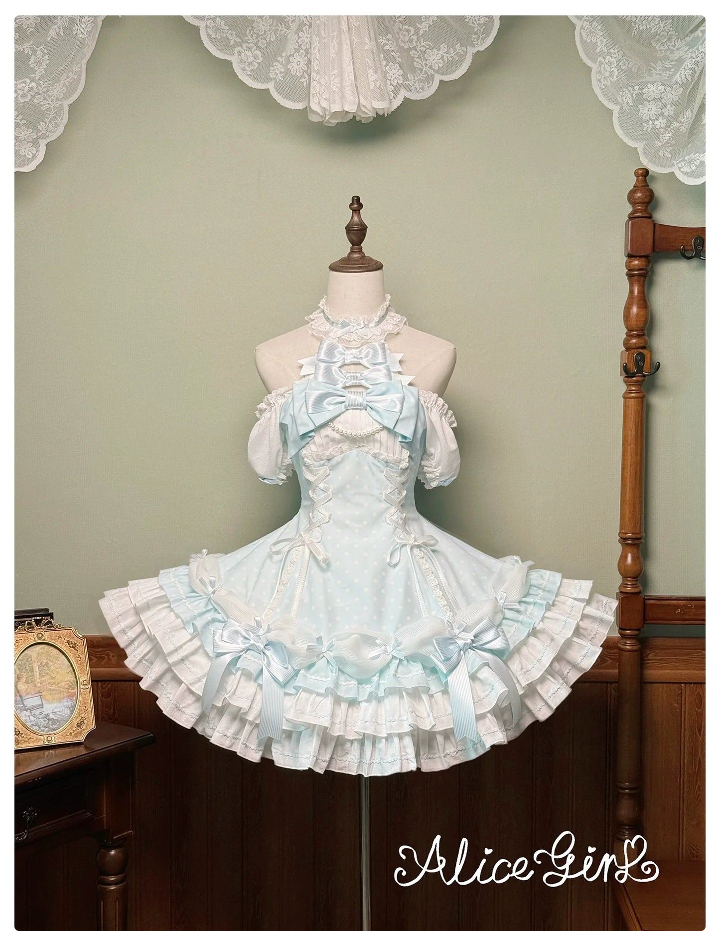 Alice Girl - Old School Polka Dots - Halter Neck Sweet Lolita OP Dress