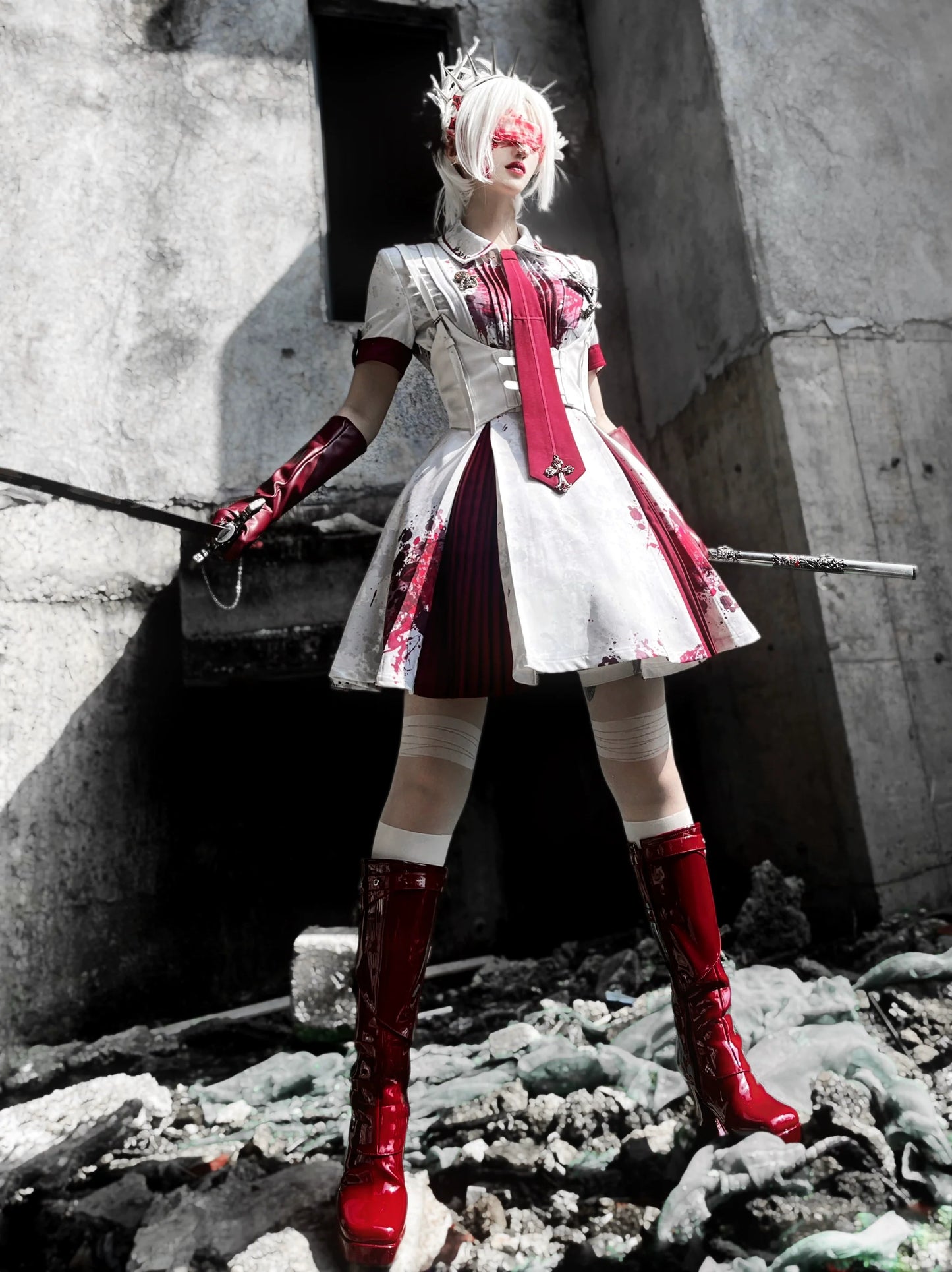 Your Highness - Iron Rose Black Mamba - Gothic Lolita OP Nurse Military Lolita Dress