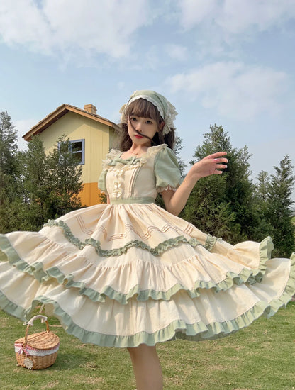 Sugar Girl - Country Lolita OP Dress Short Sleeve Summer Dress
