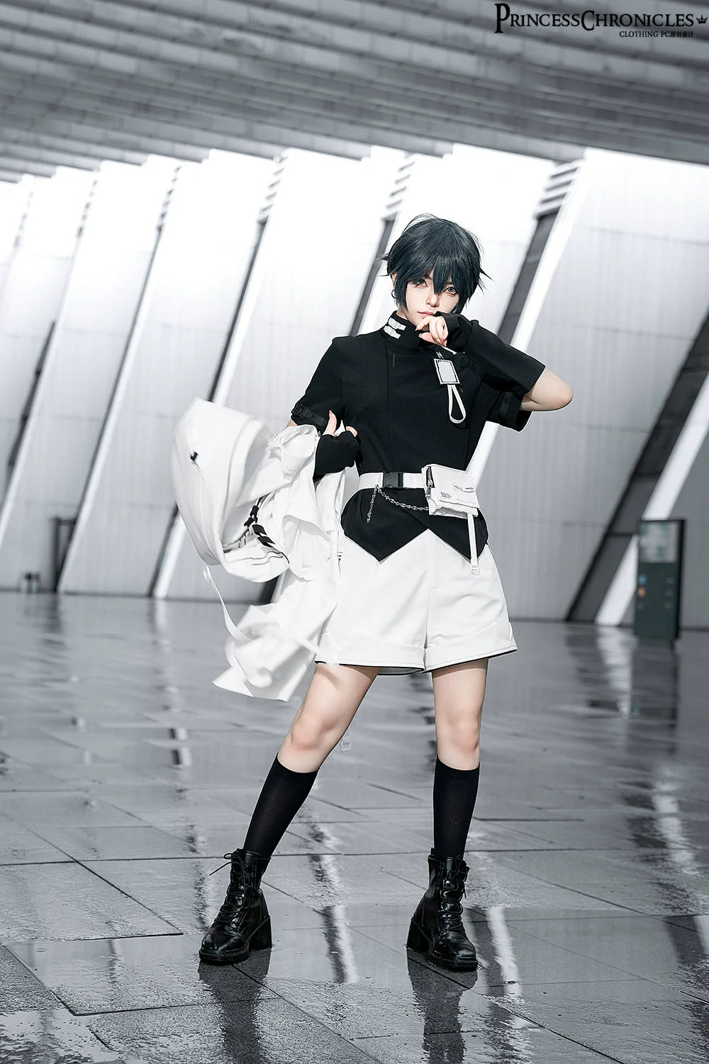 Princess Chronicles - White Cat - Futuristic Style Cool Lolita Pants Suit With Cat Ear Coat