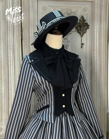 Miss Point - Classical Chocolate - Classic Lolita Jacket Elegant Striped Short Outwear