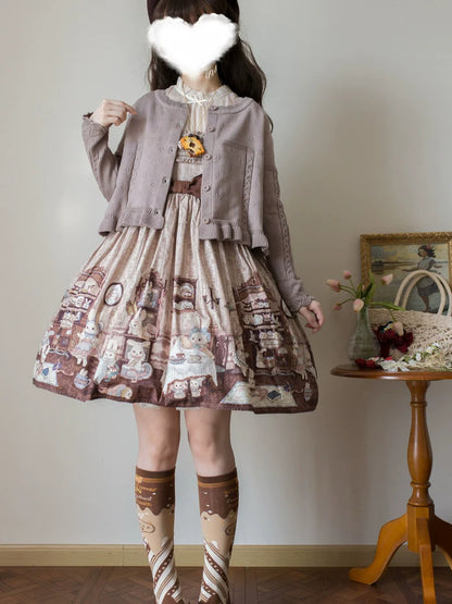 MIST - Kawaii Lolita Sweater Cardigan, Ruffled Lace Hem