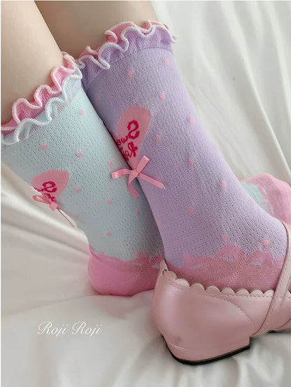 Roji Roji - Sweet Lolita Socks Cute Lolita Short Socks With Polka Dot