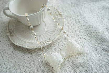 Cat Tea Party - Handmade Sweet Lolita Beaded Bow Necklace