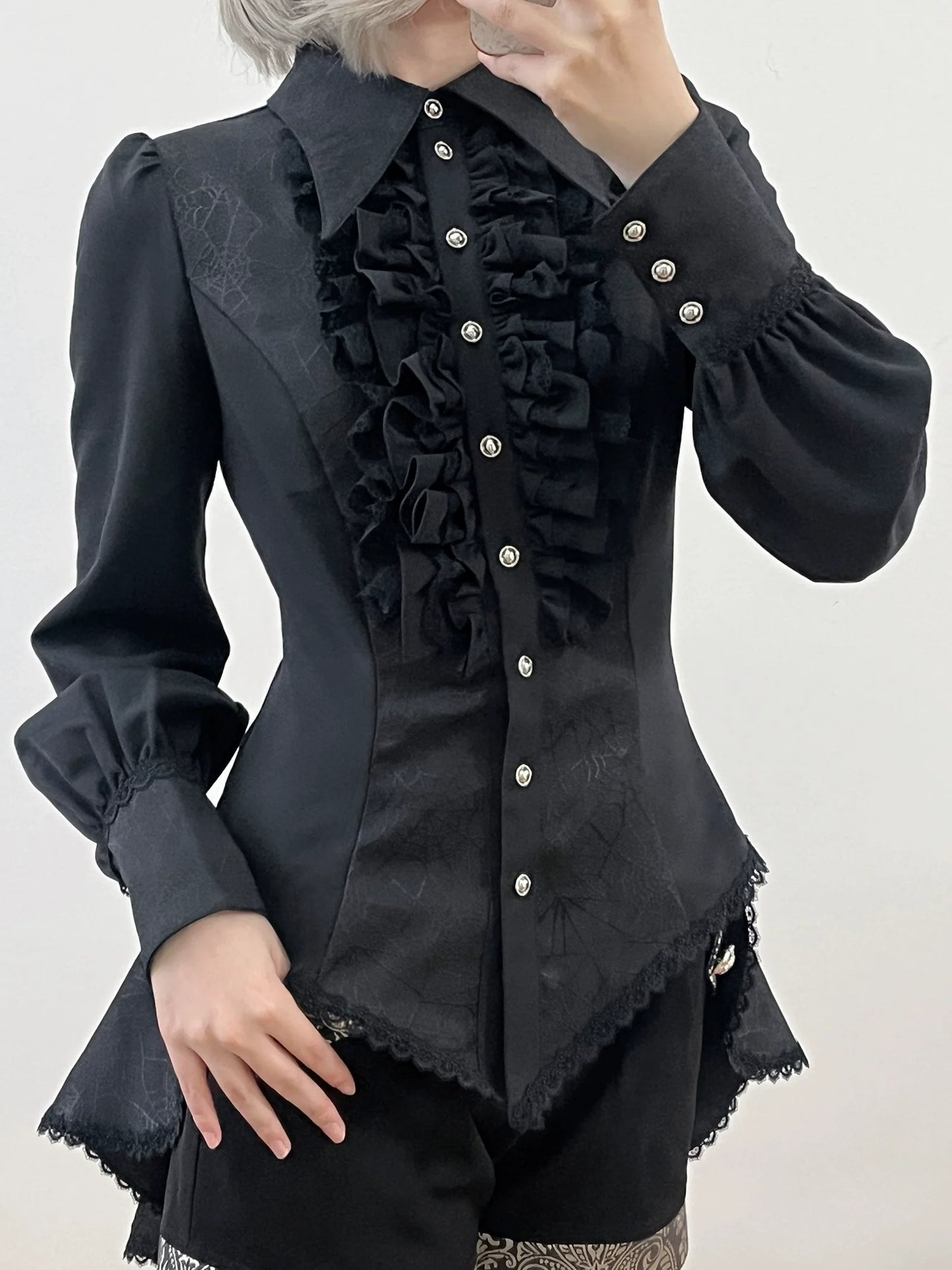 Little Dipper - Cold Rice - Ouji Lolita Shirt With Spiderweb Pattern in Several Versions