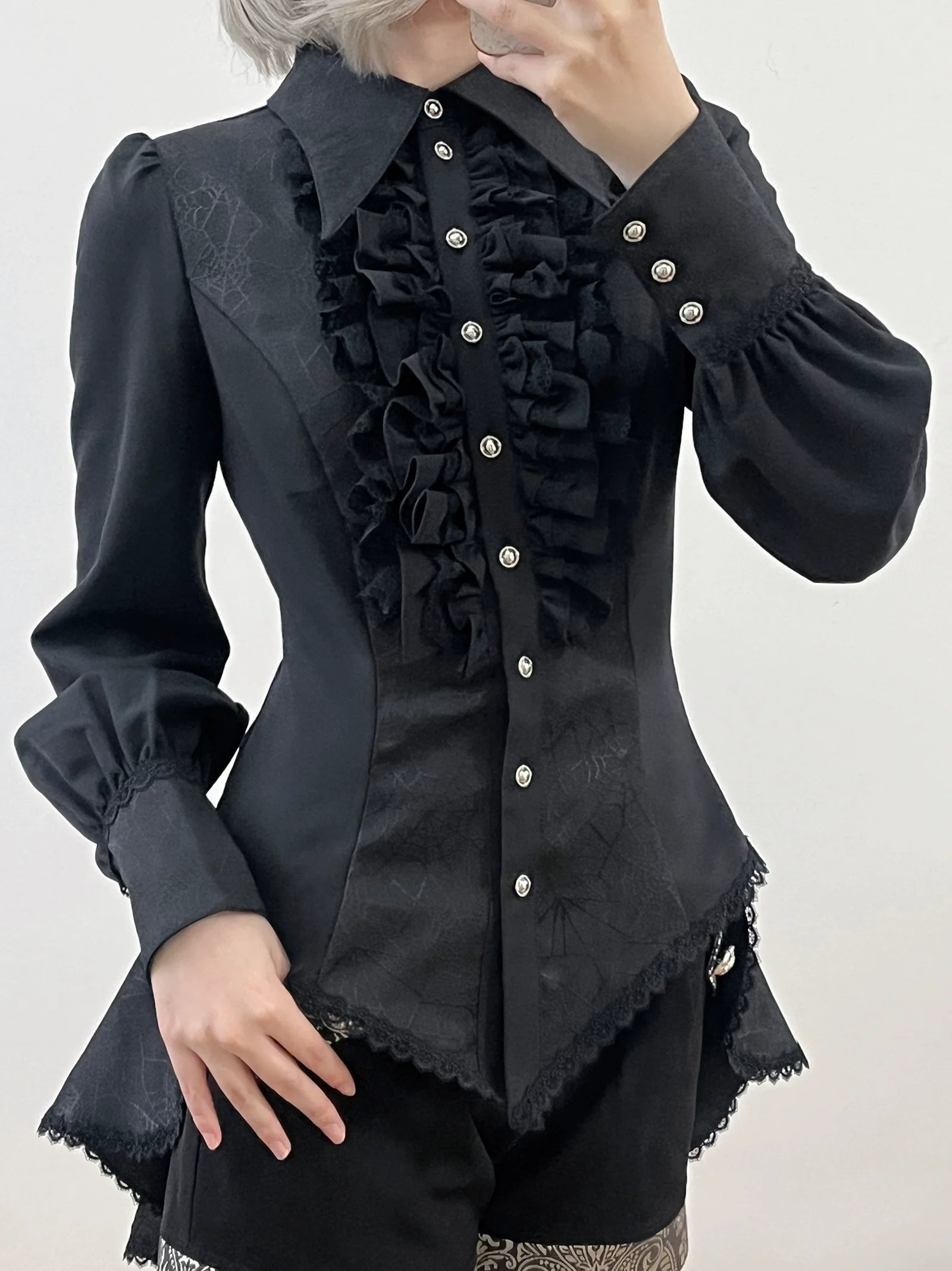 Little Dipper - Cold Rice - Ouji Lolita Shirt With Spiderweb Pattern in Several Versions