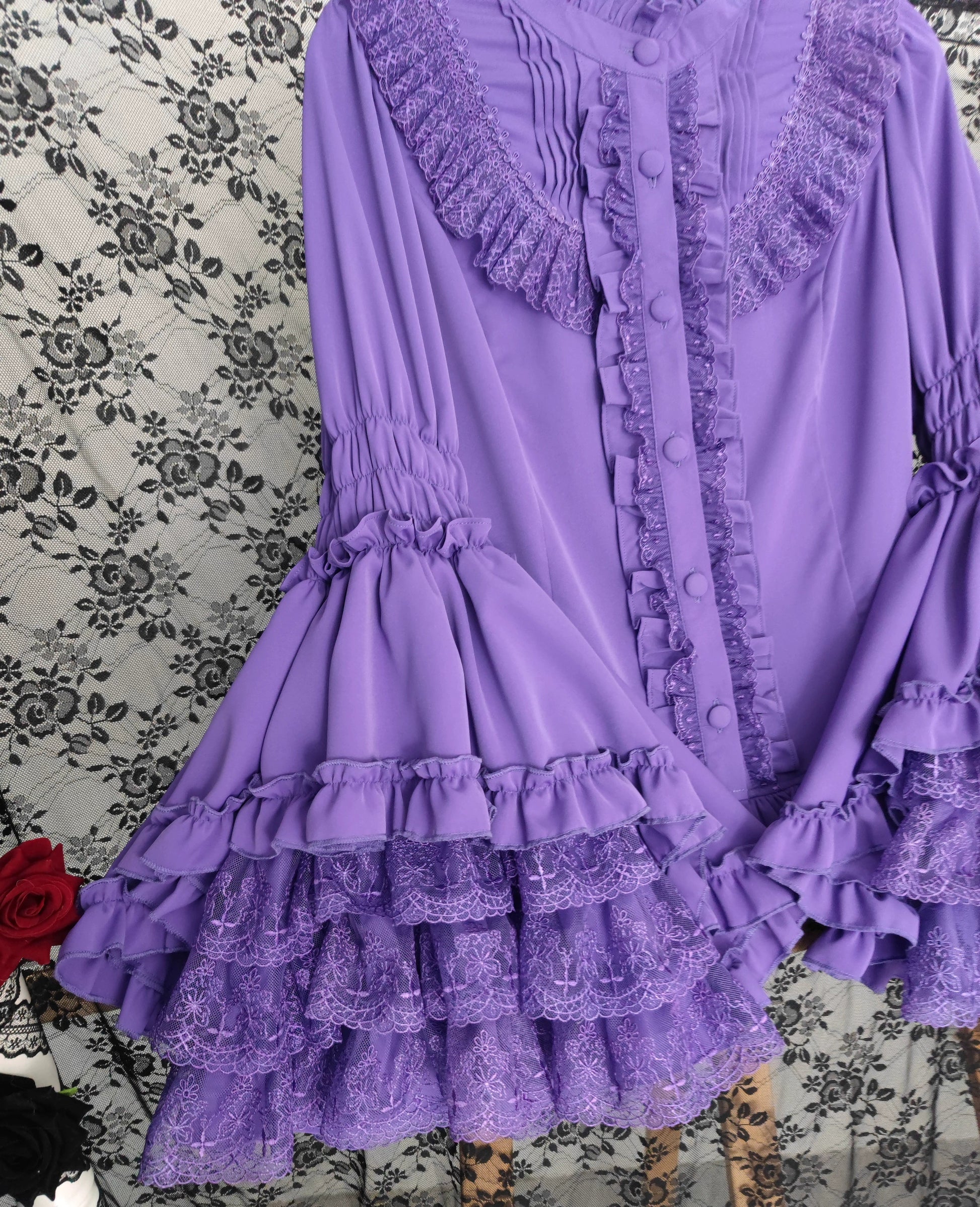 Twilight Zone - Gothic Lolita Blouse, Lace Hime-sleeve