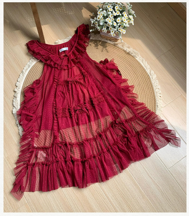 With PUJI - Letters and Poetry - Classic Lolita Tulle Over-Skirt for Summer