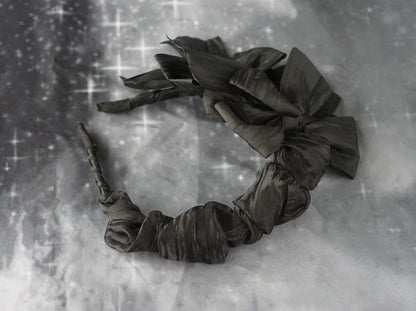 Strange Sugar - Gothic Lolita KC Black Wine Red Ruffled Bow Hair Accessories