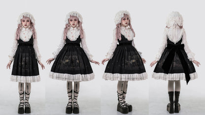 Dark Circle Clinic - Barbara Manor Night - Gothic Lolita JSK Pleated Floral Print Lolita Dress
